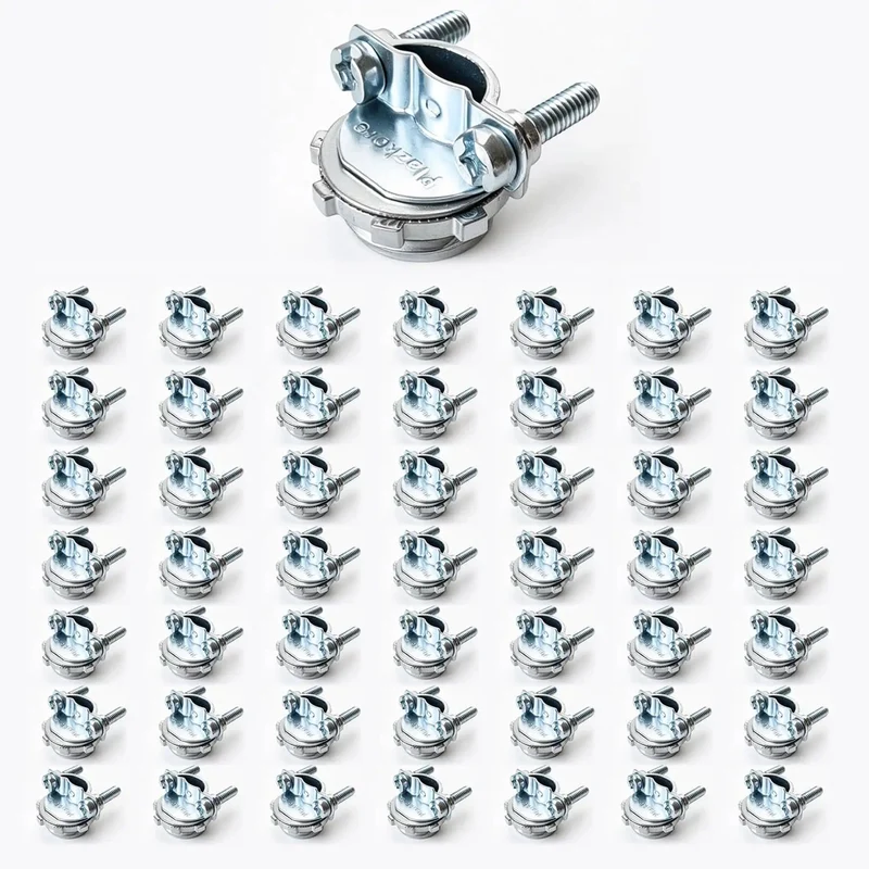 1/2 Inch Clamp Style Cable Connectors, Rock Solid Zinc Alloy Wire Clamps For Metal Conduit And Electrical Boxes, No Sweat Install Heavy Duty Fittings 50 Pack