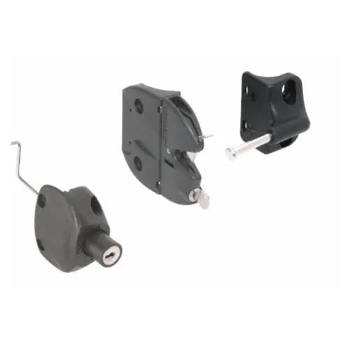 Top Shelf Black Lokk-Latch Series 2 Gate Lock With External Push Button For Round Post Easy Left To Right Hand Swap Heavy Duty Outdoor Fencing Hardware That Is Sick And Secure