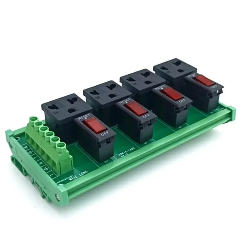 Din Rail Mount AC Power Strip With Four 120 Volt Grounded Receptacles Rock Solid 10 Amp Overload Protection Heavy Duty Electrical Panel For Shop Or Garage Setup Hassle Free Plug And Play Installation Works Like A Charm