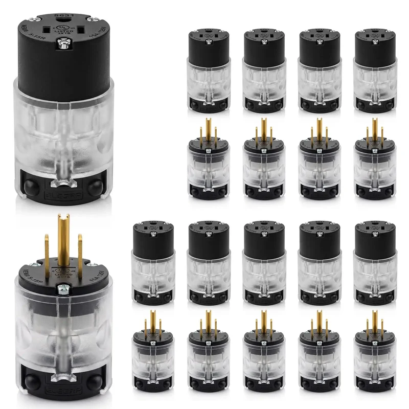 Rockin Reliable Lighted Electrical Outlet With Clear Neon Indicator, 20 Amp 125 Volt Commercial Grade Duplex Receptacle, Nema 5-20R Grounding Socket, Badass Workhorse Build For Shops And Garages, Set Of 10 Black Pieces