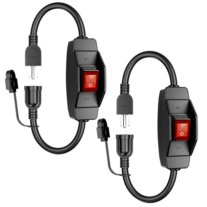 Hella Tough 1.5 Ft Extension Cord With Switch 2 Pack 15 Amp 1875 Watt Grounded Heavy Duty 14 AWG SJTW Cable Built Different Durable Power Extension Cable Black Outlet Extender For Home And Work