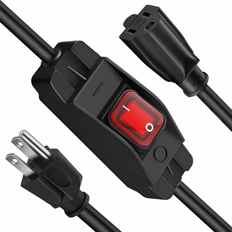 Hella Durable 3 Ft Outdoor Extension Cord With Snappy Inline Switch And Bright Led Indicator 3 Prong Grounded 14 3 Sjt Cable For Backyard Gear And Patio String Lights Real Deal Weather Ready Power Solution Black