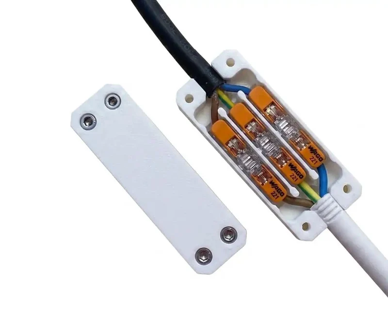 Heavy Duty Junction Box Tailored For Standard 221 Lever Nuts Rock Solid Inline Wire Splice Cover Case Supporting 3 Conductor Cables No Hassle Snap Fit Keeps Wiring Neat With Mounting Screws Pack Of Two