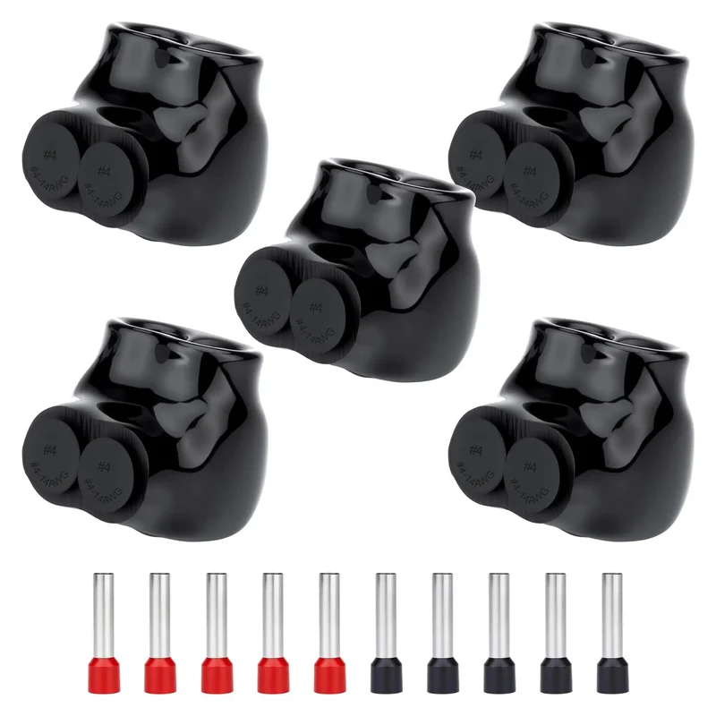 Heavy Duty Five Pack Two Port Insulated Multi Tap Connectors For Hooking Up Copper Or Aluminum Wires Makes Wiring A No Sweat Job With Pre Filled Oxide Inhibitor Keeping All Your Joints Locked Down 4 To 14 Awg Ready
