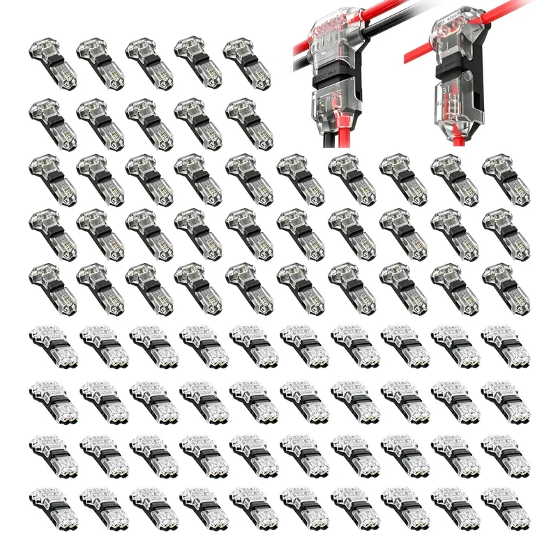 80 Pack T1 And T2 T Tap Wire Connectors 16 To 20 Gauge Solderless No Fuss Design High Performance Plug And Play Setup For Cars Trucks And Full Size Home Wiring Projects