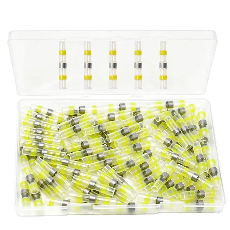 Ridiculously Durable Heat Shrink Solder Seal Wire Connectors 12 To 10 AWG Yellow 50 Pack With Moisture Locked Sealing For Tough Automotive And Industrial Wiring That Handles Any Load Without Breaking A Sweat
