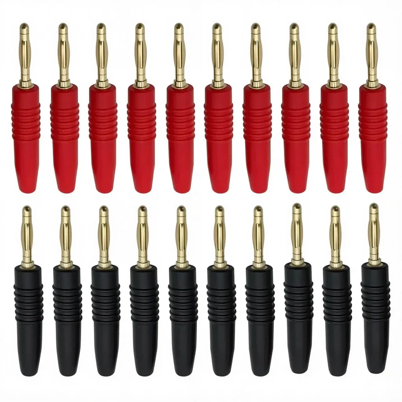 Heavy Duty Brass Banana Plug Connectors For Audio Speaker Wire Rock Solid And Plug And Play Setup Top Shelf Nickel Coating Hella Durable Build With Red And Black Pairings