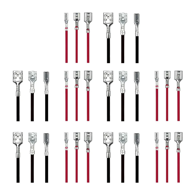 Thirty Piece Pack Female Speaker Wire Connectors With Pre Wired 18 Awg Red And Black Cables Nylon Sleeve Spade Terminals Built For Car Audio Mods Or Quick Diy Hook Ups Easy Plug In Setup