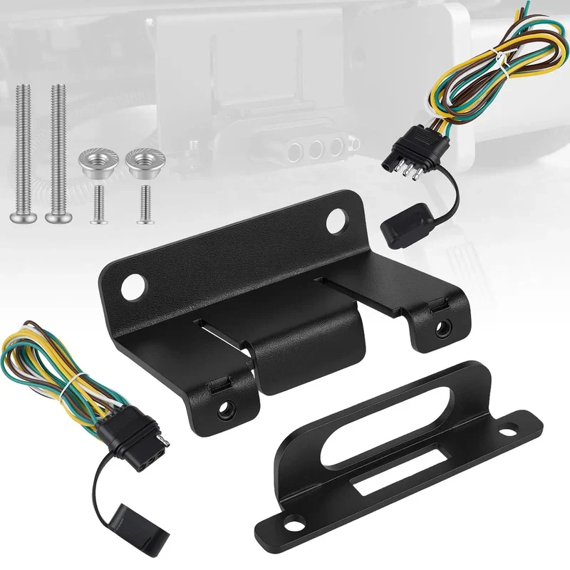 Built Like A Tank Four Way Flat Trailer Wiring Harness And Bracket Set With Dust Caps 16 Gauge Vehicle Side Towing Electrical Cords Hassle Free 3 Piece Plug And Play Kit