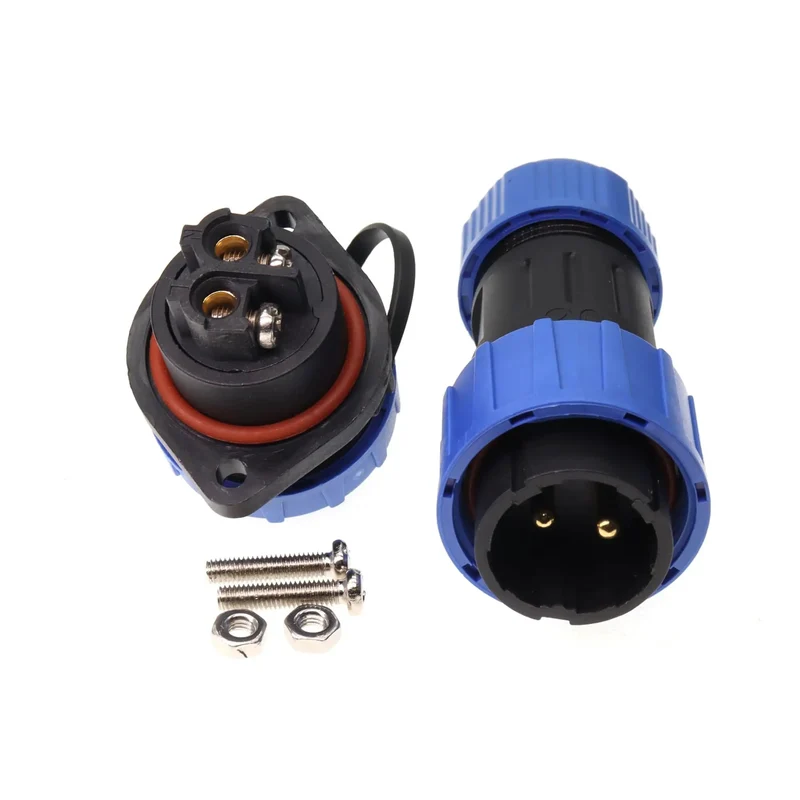 Tough As Nails 2 Pin Waterproof Screw Crimp Connector Featuring Gold Plated Copper Contacts And IP68 Sealing For Heavy Duty Aviation Wire Harness Installations