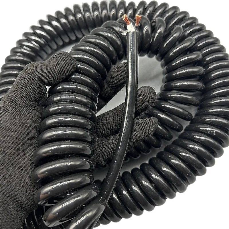 Heavy Duty Two Core Coiled Extension Cord With Smooth Retractable Stretch Design That Handles Power Draws Like A Champ And Keeps Your Setup Snappy For Zero Tangling Hassles Indoors Or Outdoors