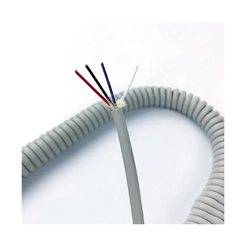 Slick 4-Core Coiled Power Cord With Rad Spiral Design Offering Seamless Electrical Connections And No Tangles Featuring Durable Polyurethane Jacket With Telescopic Flexibility For Sweet Moving Circuit Setups And Reliable Vertical Motion Apps