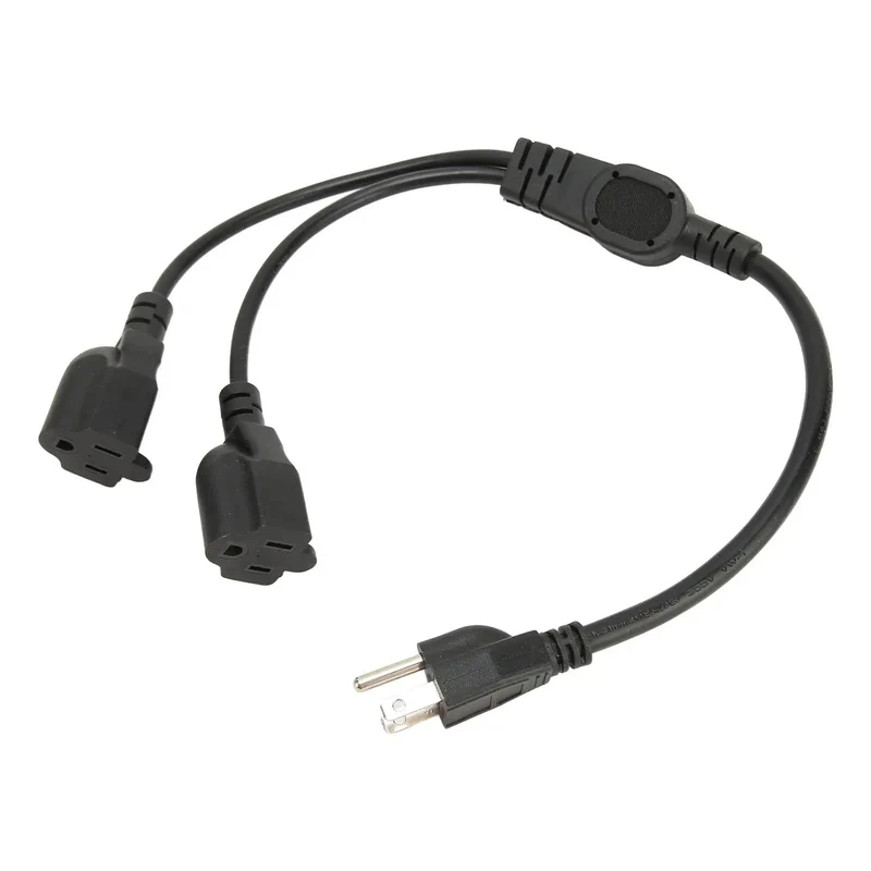 Heavy Duty Three Pin To Two Outlet Power Extension Cord With Hella Roomy Flexible Spacing Perfect For Bulky Adapters And Large Chargers Straight Up No Sweat Male To Female Y Splitter That Keeps Your Setup Clean And Powers Everything You Need Daily