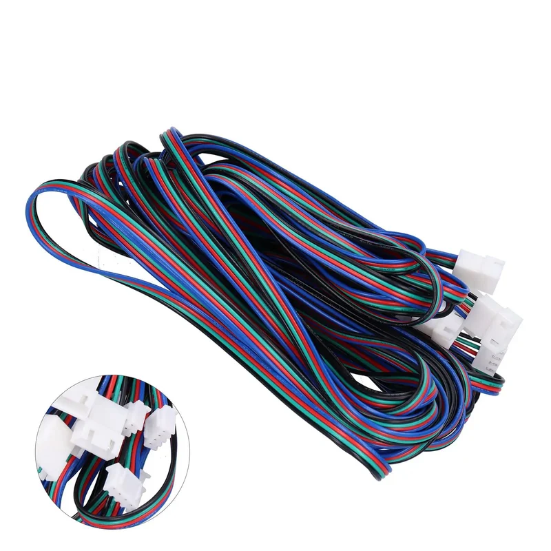 Professional Grade Five Pack Xh2 54 Four Pin Motor Extension Leads For Extruders And Servo Motors At Two Meters Featuring Drop Dead Reliable Latching Plugs For Smooth Cabinet Routing And Fast Hook Ups