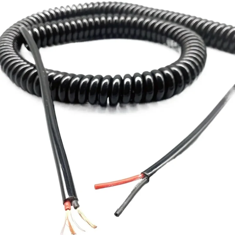 Heavy-Duty Coiled Power Cord 2 Core Spiral Extension Cable 1.5Mm Square Conductors Flexible Stretch Design For Mobile Gear Tangle-Free Snap-Back Action Rugged Construction
