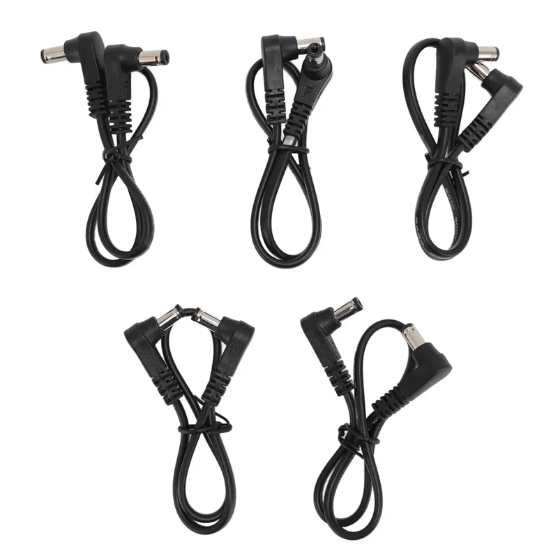 90 Degree Angled Dc Power Extension Cable Five Piece Set Male To Male 5.5Mm By 2.1Mm Connector Straight Shooter Wiring Yields Steady Power Flow For Rugged Gear Running 5V Through 36V Systems Daily