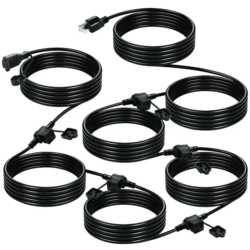Badass 25 Foot Heavy Duty Outdoor Extension Cord Featuring Six Perfectly Spaced Power Outlets And Sleek Black Waterproof Jacket For Holiday Lights And Yard Gadgets That Need Serious Juice