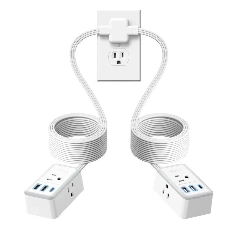 Double Split Extension Cord 12 Foot Dual Power Cable Featuring A Low Profile Flat Plug Build Perfect For Bedside Desks And Tight Living Areas Straight Up Game Changer For Everyday Home Use