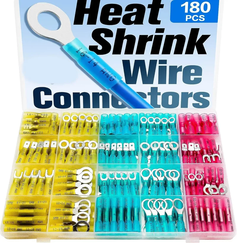 Top Tier 180 Piece Heavy Duty Heat Shrink Wire Connector Kit With Waterproof Marine Grade Ring Fork Spade Butt Terminal Assortment Zero Hassle Built Tough Go Anywhere