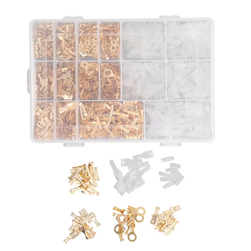 Slick Setup Pro Grade Killer Spade Connector Kit With 1000 Gold Plated Copper Male Female Wire Crimp Terminals In 2 8Mm 4 8Mm And 6 3Mm For Car Audio And Electronics Mods