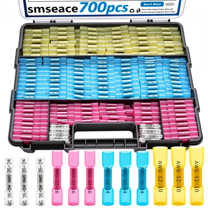 Hella Tough Heat Shrink Butt Connectors 700 Piece Kit Solid Copper Wire Crimp Terminals 26 To 10 Awg Zinc Plated Electrical Cable Hookup For Cars And Daily Drives