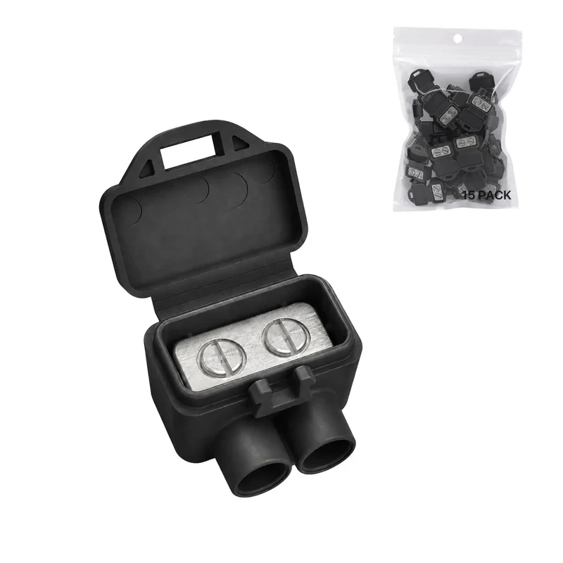 Pro Grade Two Port Electric Wire Connectors With No Mess Antioxidant Gel For Aluminum To Copper And Copper To Copper Junctions Hassle Free Screw Terminal Wire Nuts For DIY Room Updates And Electrical Fixes 15 Pack Black