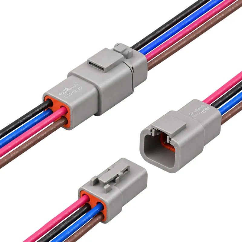 Heavy Duty Premium 10AWG 4 Pin DTP Wire Connector Kit Drop In Ready Harness Featuring UL3266 Rating And IP68 Seals For Trucks Boats And Tough Off Road Builds