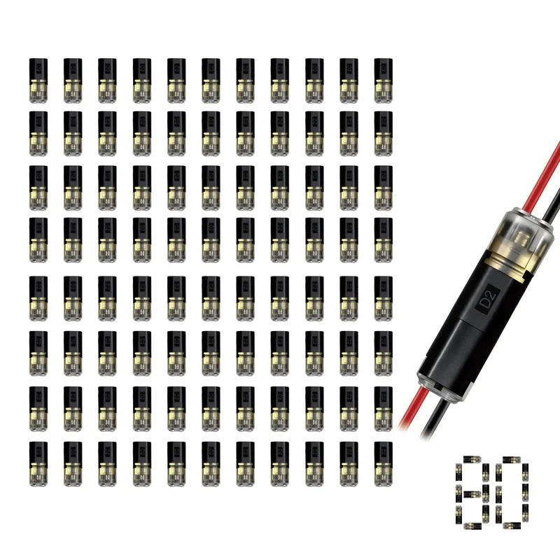 Eighty Piece No Strip Solderless Wire Connectors Rapid Push In Terminal Block Dual Pin Electrical And Home Circuit Crimper Free Jump Splices Secure Locking Kit