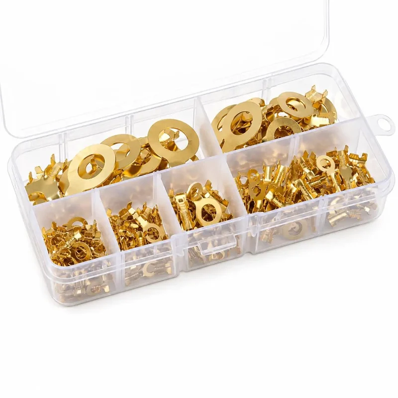 Top Shelf Heavy Duty Non Insulated Ring Terminals Solid Brass O Style Wire Connectors Pro Pack M3 Plus M4 M5 M6 M8 M10 Real Deal 150 Piece Electrical Crimp Kit For Trucks And Home Projects