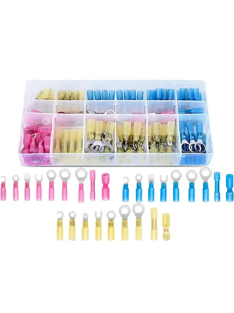 Rock Solid 135 Piece Heat Shrink Wire Connector Kit Featuring Waterproof Ring Fork Hook Spade Butt Terminals For Tough Automotive Electrical Wiring Jobs That Install No Sweat At All