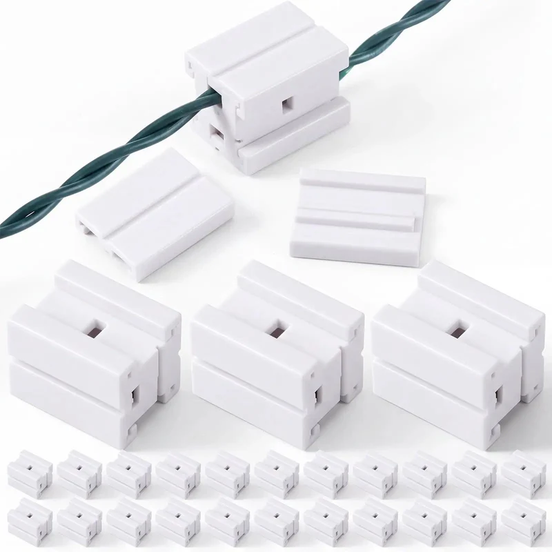 Badass 50 Pack Of Spt-1 Vampire Plugs For Christmas Light Wire Connectors And Diy Splice Cords Indoors Or Outdoors Powers Up String Lights With Zero Hassle In Bright White