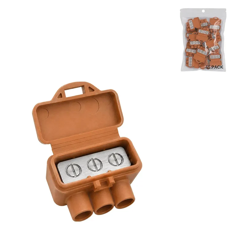Rock Solid Pro Grade Aluminum To Copper Wire Connectors 3 Port Screw Terminal Blocks Pre Filled With Oxide Inhibitor Orange 15 Pack For Hassle Free Home Upgrade Projects