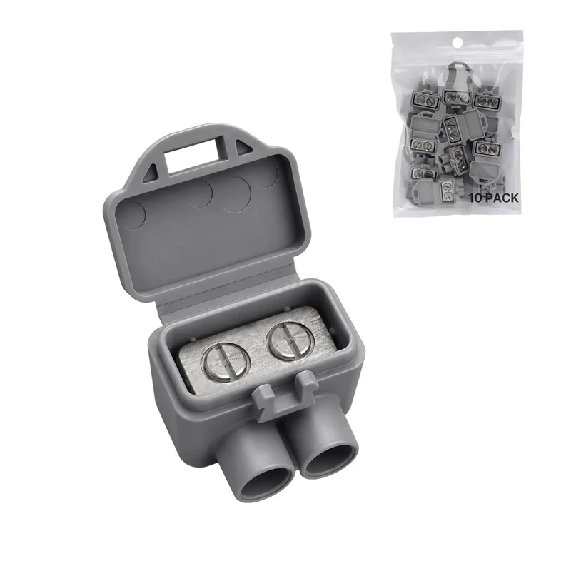 Heavy Duty 2 Port Aluminum To Copper Wire Connectors Pre Filled With Oxide Inhibitor Screw Terminals For Outlet Upgrades Easy No Sweat Install Gray 10 Pack