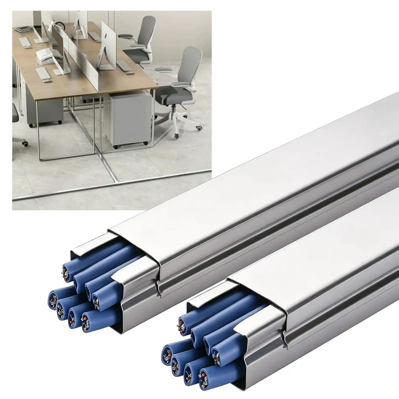 Stainless Steel Square Cable Trunking Wire Conduit Snappy Cord Cover Raceway Tool Free Snap On Lid For Clean Home Office Setup Pro Grade Wall Mounted Wire Manager Rust Resistant Metallic Shell Keeping Your Rig Tidy And Slick