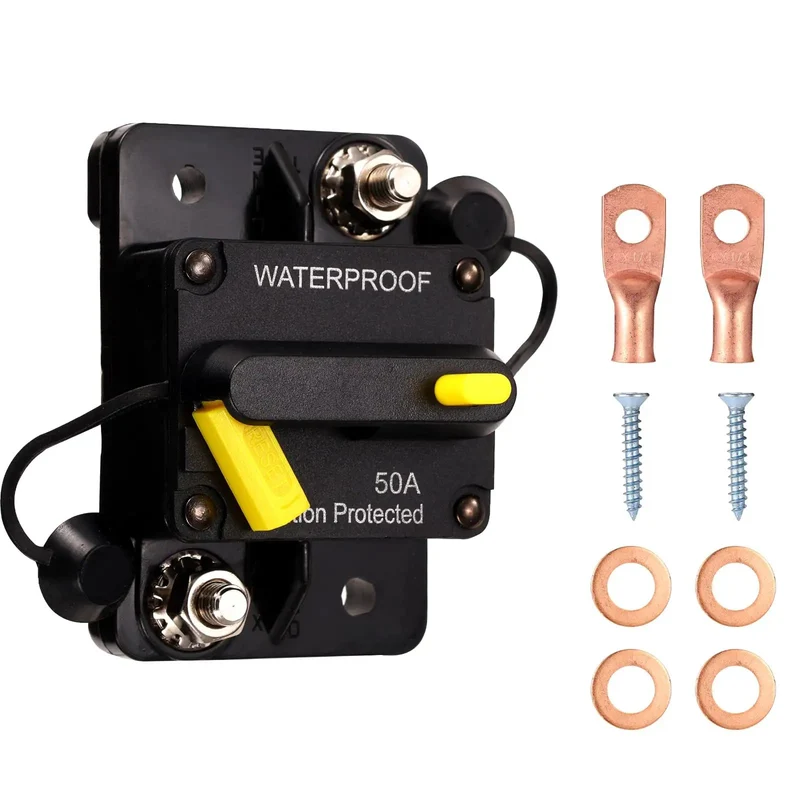 Heavy Duty 50 Amp Marine Circuit Breaker For Minn Kota Trolling Motor Slick Plug And Play Wiring Kit With Copper Lugs Flat Washers And Mounting Bolts Rock Solid Durability For Fishing Rigs