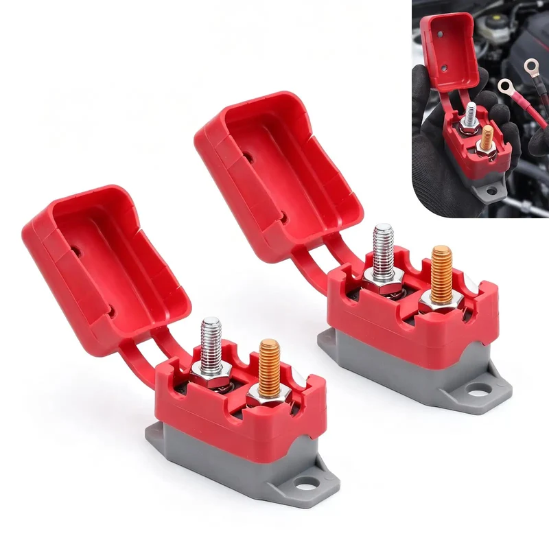 Dual Pack 30A 12V Circuit Breakers With Clear Covers And Red Indicators Heavy Duty Stud Bolt Terminals Auto Electrical Overload Protection Short Circuit Cut Off Rugged Gear For RVs Boats And Trucks Built To Endure Zero Stress Power Control Sweet Ride