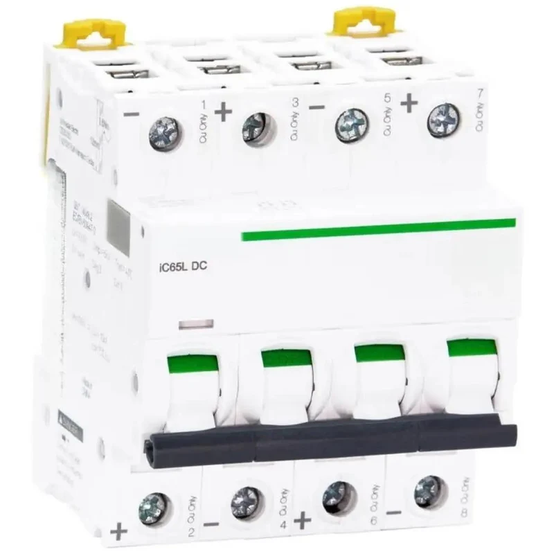 Heavy Duty Small DC Circuit Breaker 4 Pole C Curve 63 Amp Miniature Switch For Electrical Panels Solar Arrays And Industrial Gear Built Tough For Rock Solid Reliable Operation And No Fuss Everyday Protection