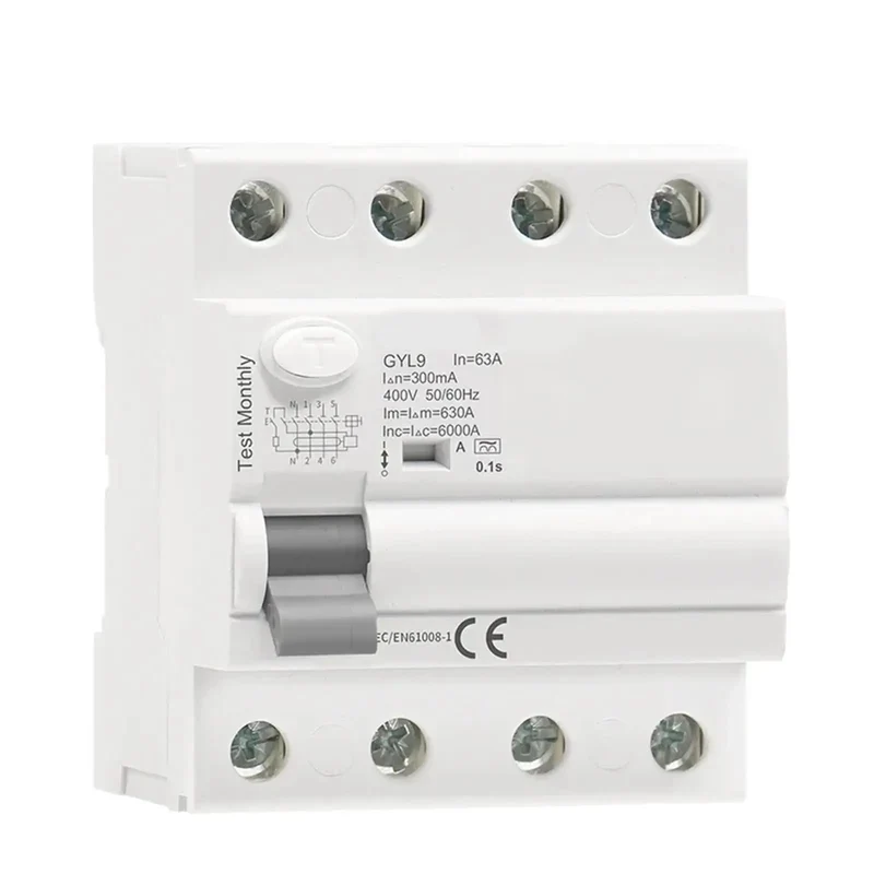 Heavy Duty Shop Grade 4 Pole Residual Current Circuit Breaker With 40 Amp Load Rating And 300 Milliamp Ground Fault Protection For Reliable Home Panel Installations AC 230 Volts