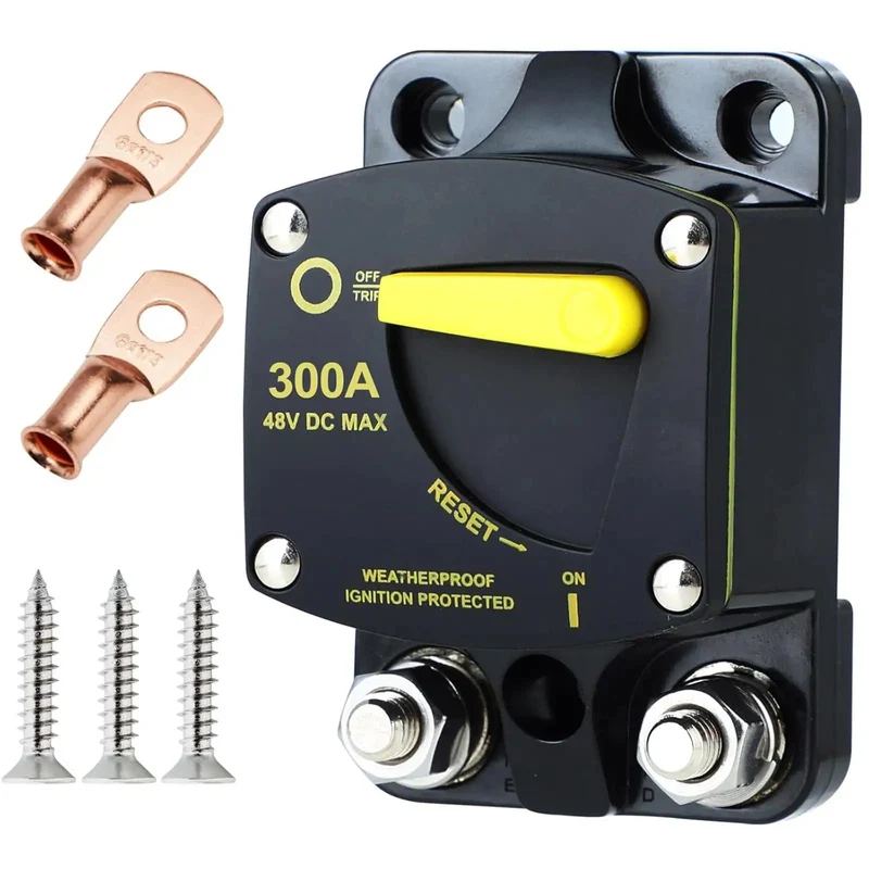 Manual Reset Circuit Breaker 300A High Amperage Switch For Truck Boat Trolling Motor Car Stereo Systems Solar Panels Battery Backup And RV Power Distribution Blocks Rig Ready