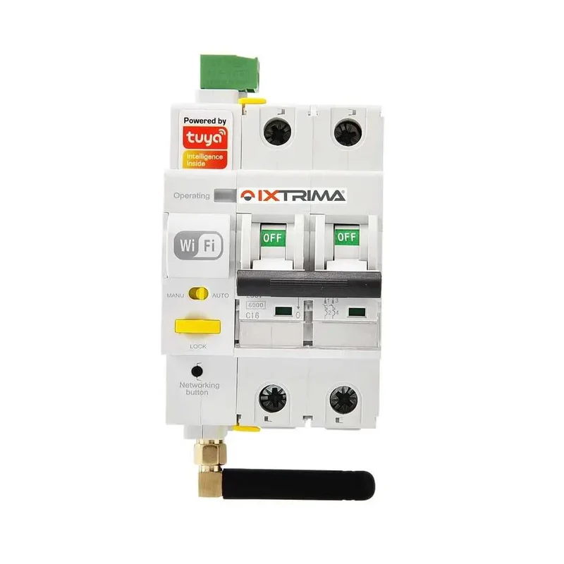 WiFi Circuit Breaker 2 Pin 16A With Tuya Smart Remote Control For Control Cabinets Featuring Hassle Free Din Rail Mount Tough As Nails Short Circuit Protection Smooth Plug And Play Setup In Rustic Gray