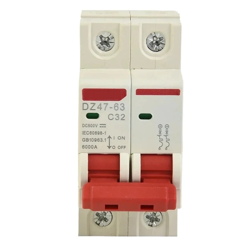 Top Notch Rock Solid Heavy Duty Two Pole Double MCB Circuit Breaker Rated Up To Sixty Three Amps At Five Hundred Volts For Solar PV Installations And Terminal Power Distribution Setups Ready To Roll