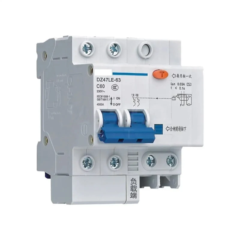 Tough As Nails Miniature Leakage Circuit Breaker DZ47LE-63 2 Pole 60 Amp 50 Milliamp Residual Current Trip Switch For Dead Secure Home And Commercial Electrical Systems