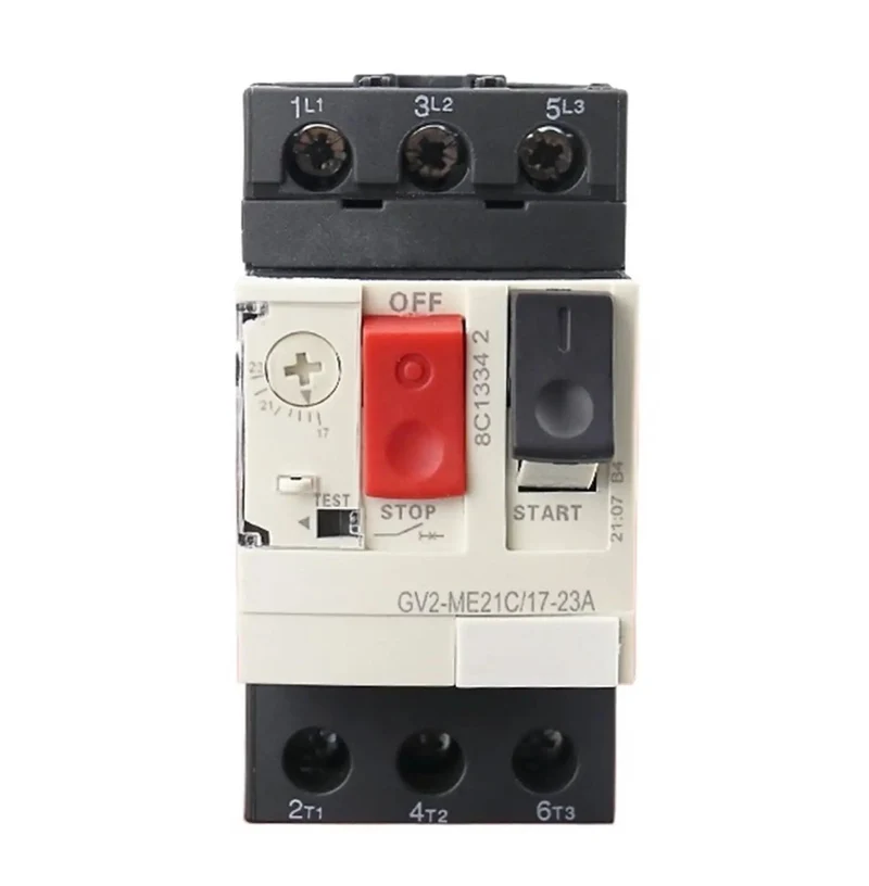 Badass GV2-ME Motor Protection Circuit Breaker With Push Button Reset, 3 Pole Thermal Magnetic MPCB For Robust Motors, Me22C 20-25 A Rating, No Nonsense Design That Gets The Job Done Right