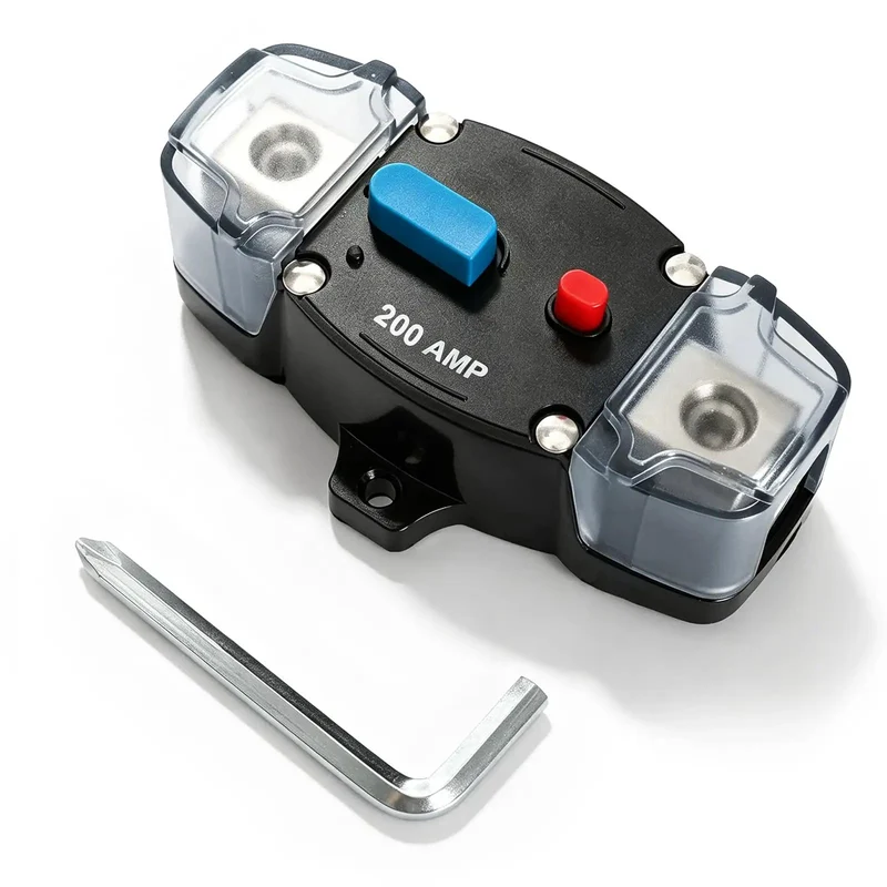 Heavy Duty 200A Dc Circuit Breaker Battery Disconnect Switch Quick Manual Reset For Towing Motors Marine Panels Built Tough 12V To 24V Systems Road Ready No Sweat Operation For Boat Trailers And Gear