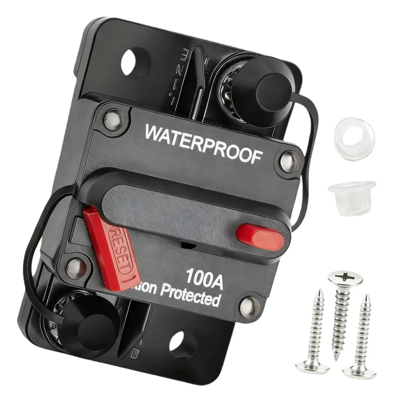 100Amp DC Circuit Breaker Manual Reset Battery Disconnect Switch Covers 12V-48V Voltage Blocks Short Circuits And Overloads Like A Boss For Cars Trucks RVs And Vans Keep Your Setup Secure