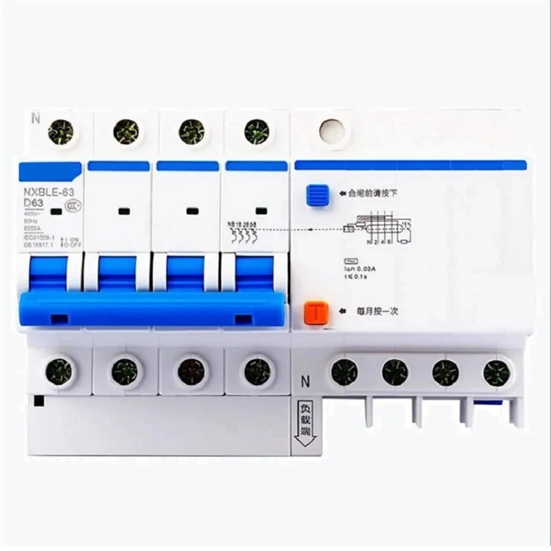 Top Shelf 4 Pole Type D RCBO Circuit Breaker Brings Nailed It 30mA Ground Fault Safeguard For Your Pro Rig 6KA Rating Handles Heavy Loads Without Sweat Pick Your 6A Amp Run For Total Peace Of Mind Today