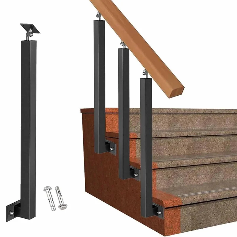 Top-Shelf Black Metal Railing Spindles With Adjustable Banister Columns For Deck Steps And Stairs Square Baluster Posts Offering 270 Degree Flexibility And A Heavy-Duty Build That Makes Installation A Breezy Task For Any Home Project.