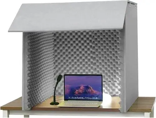 Slick Plug And Play Portable Folding Vocal Sound Booth Crafted With Heavy Duty Acoustic Cotton Paneling For Crisp Dead Air Free Audio Quality Perfect For Chill Podcasts Home Studio Grind And Smooth Video Calls