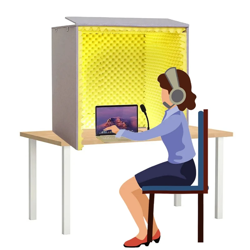 Top Shelf Portable Mic Isolation Booth With Foldable Acoustic Panels To Crush Room Echo And Boost Crisp Vocal Captures For Podcast And Home Studio Recording Setup