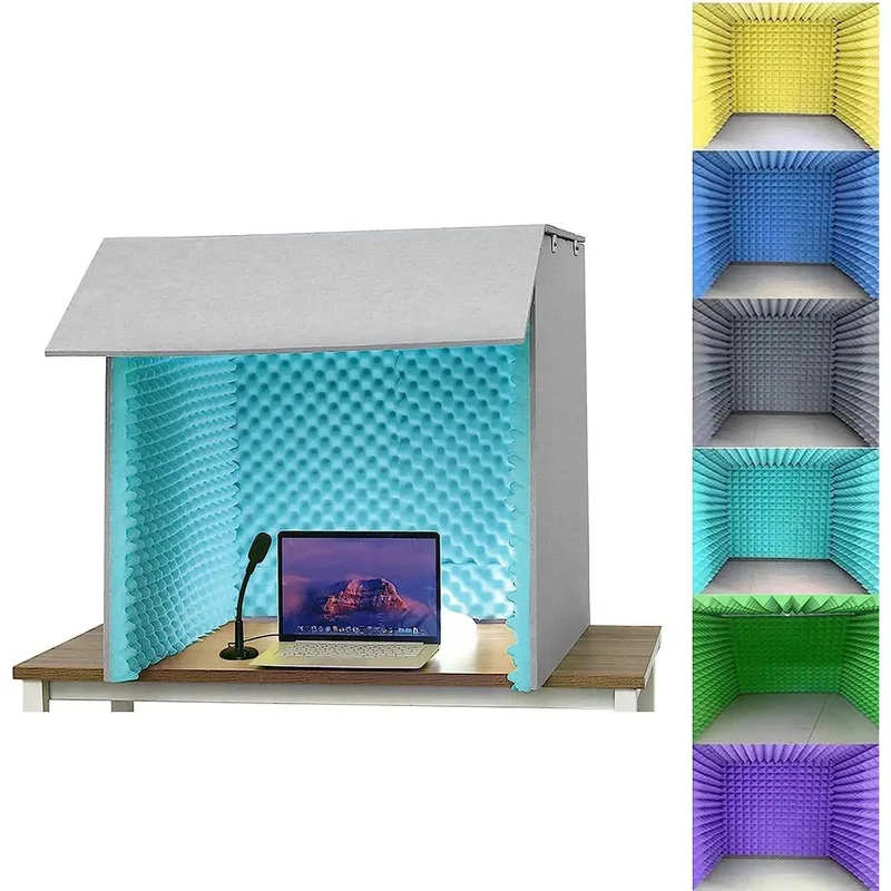 Portable Desktop Soundproof Vocal Booth And Mic Isolation Shield Kills Room Echo Flat Using Dense Acoustic Foam For Clean Vocals And Tight Streaming Setups Daily